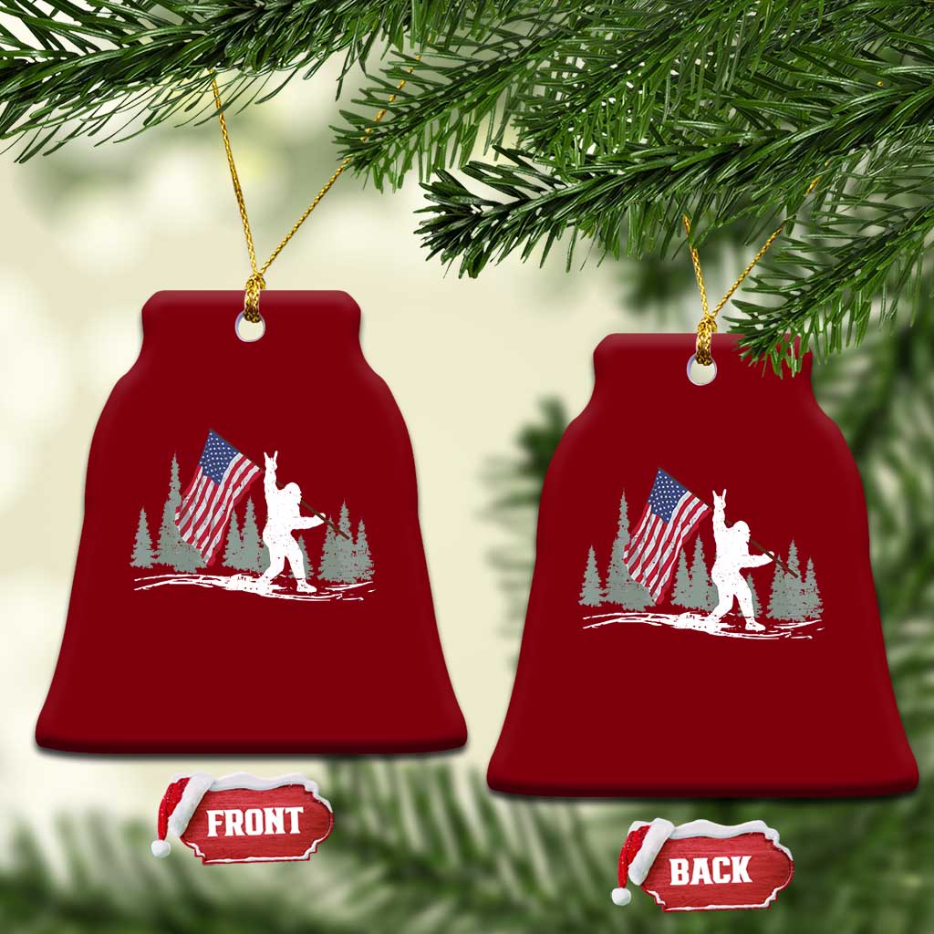 Bigfoot Ceramic Ornament Sasquatch American Flag Patriotic TS10 Print Your Wear