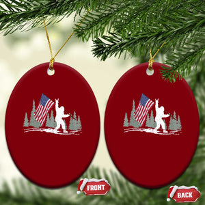 Bigfoot Ceramic Ornament Sasquatch American Flag Patriotic TS10 Print Your Wear