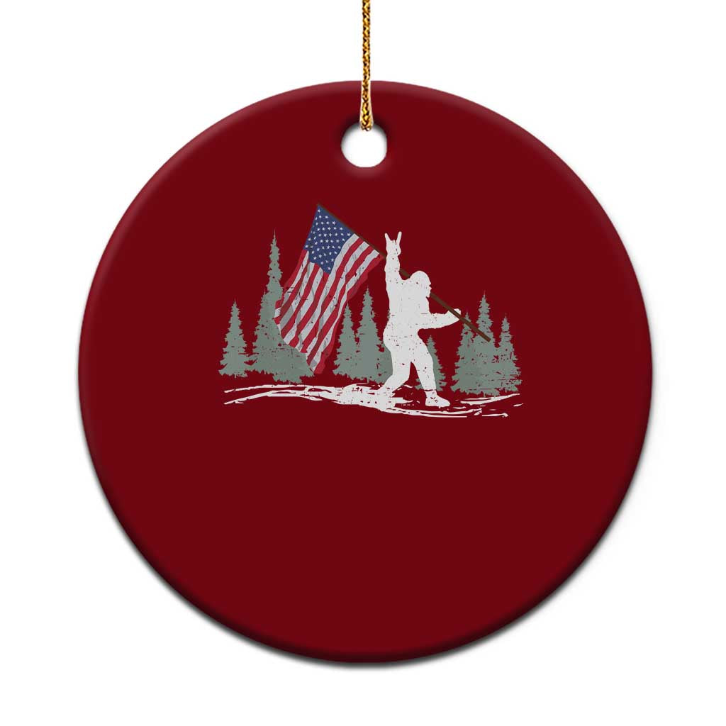 Bigfoot Ceramic Ornament Sasquatch American Flag Patriotic TS10 1pc Red Print Your Wear