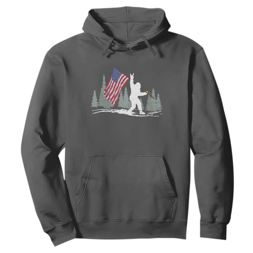 Bigfoot Hoodie Sasquatch American Flag Patriotic TS10 Dark Heather Print Your Wear