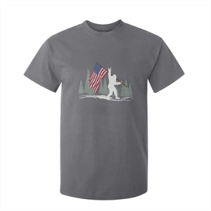 Bigfoot T Shirt For Kid Sasquatch American Flag Patriotic TS10 Charcoal Print Your Wear