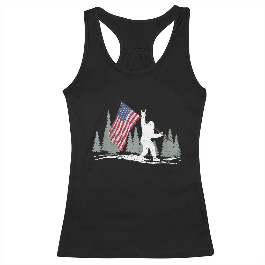 Bigfoot Racerback Tank Top Sasquatch American Flag Patriotic TS10 Black Print Your Wear