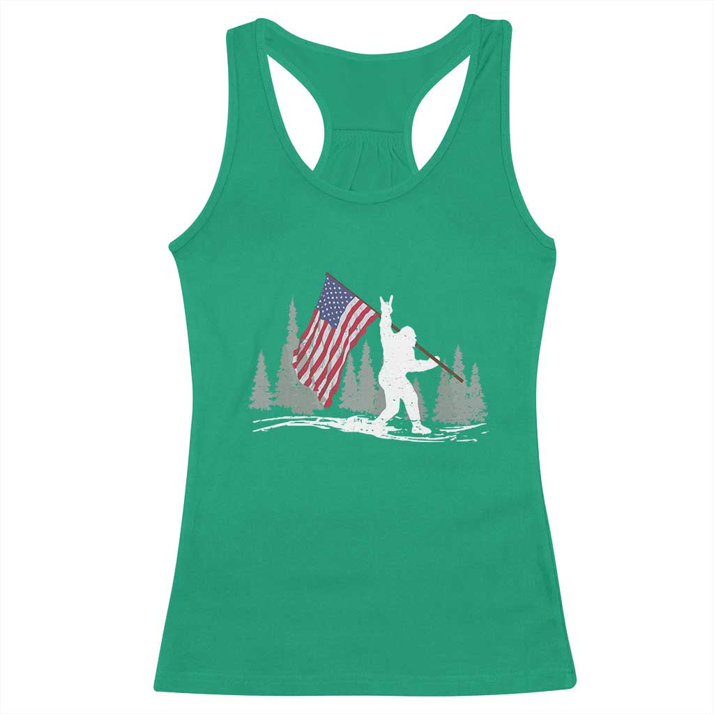 Bigfoot Racerback Tank Top Sasquatch American Flag Patriotic TS10 Irish Green Print Your Wear