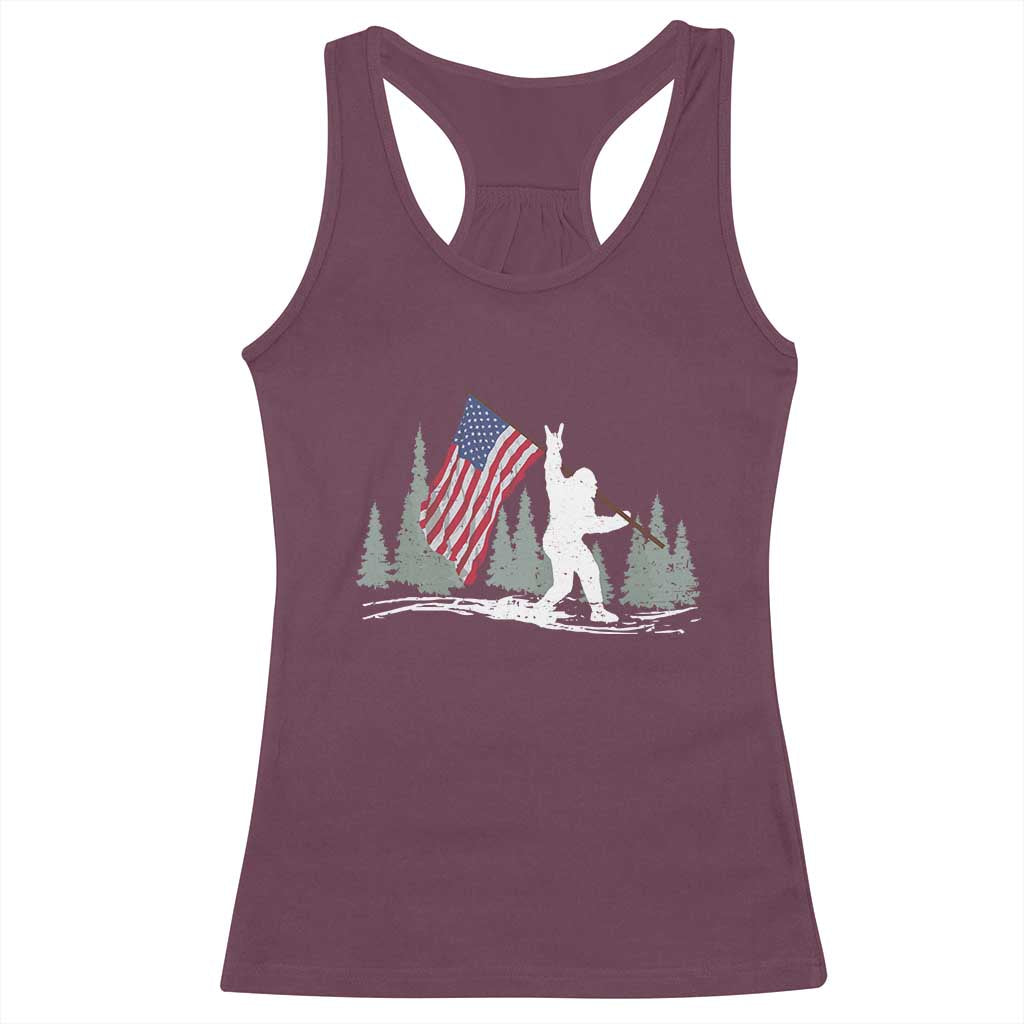 Bigfoot Racerback Tank Top Sasquatch American Flag Patriotic TS10 Maroon Print Your Wear