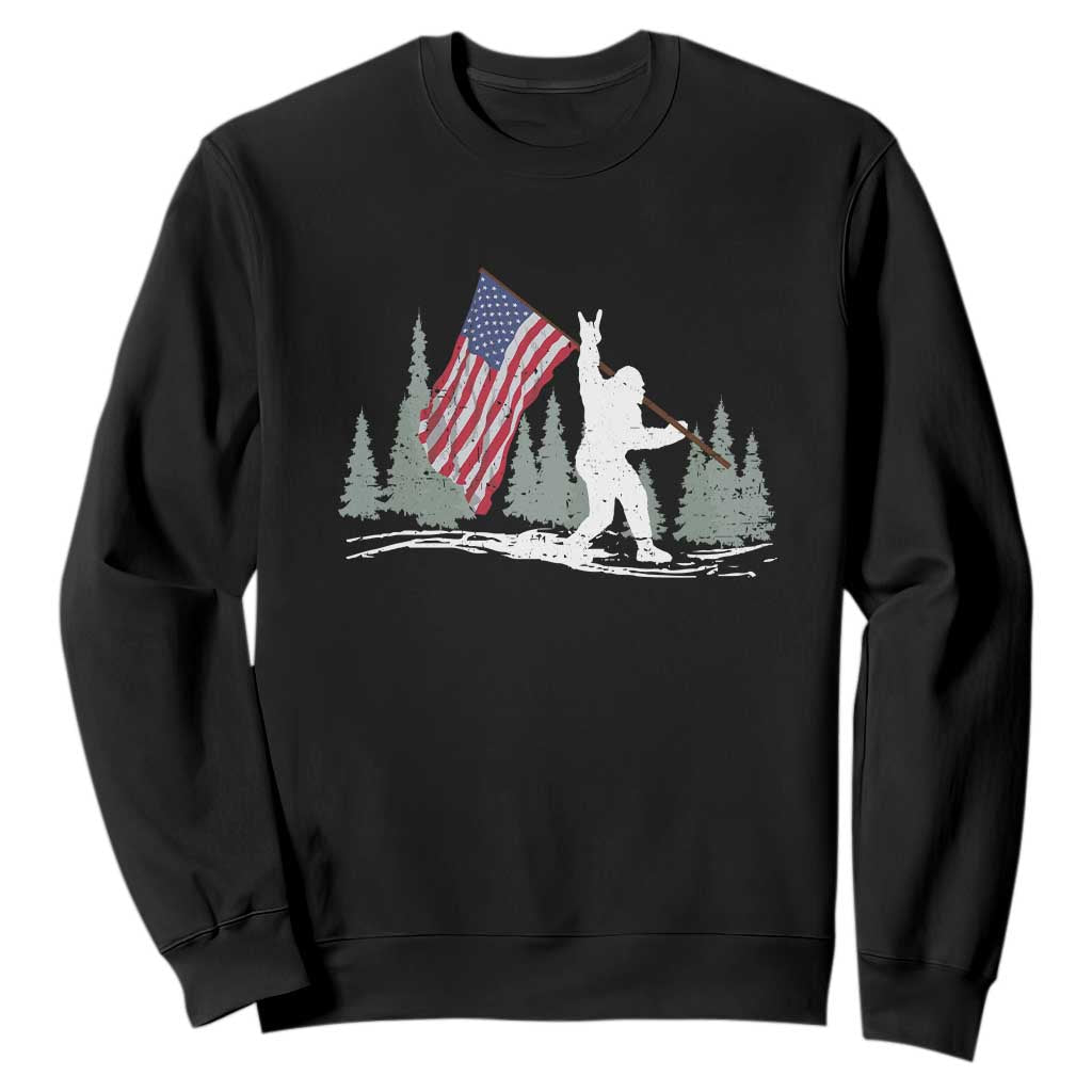 Bigfoot Sweatshirt Sasquatch American Flag Patriotic TS10 Black Print Your Wear