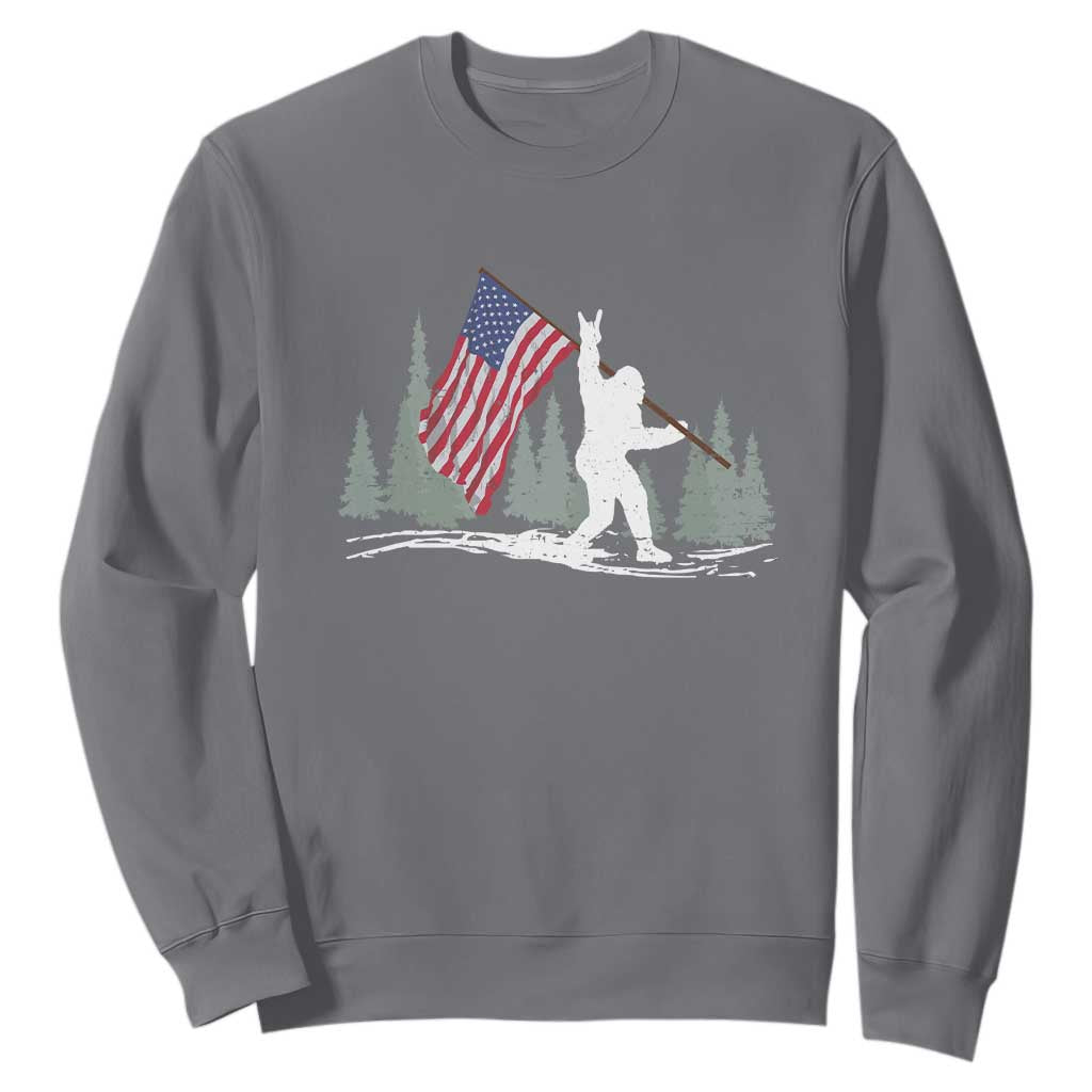 Bigfoot Sweatshirt Sasquatch American Flag Patriotic TS10 Charcoal Print Your Wear