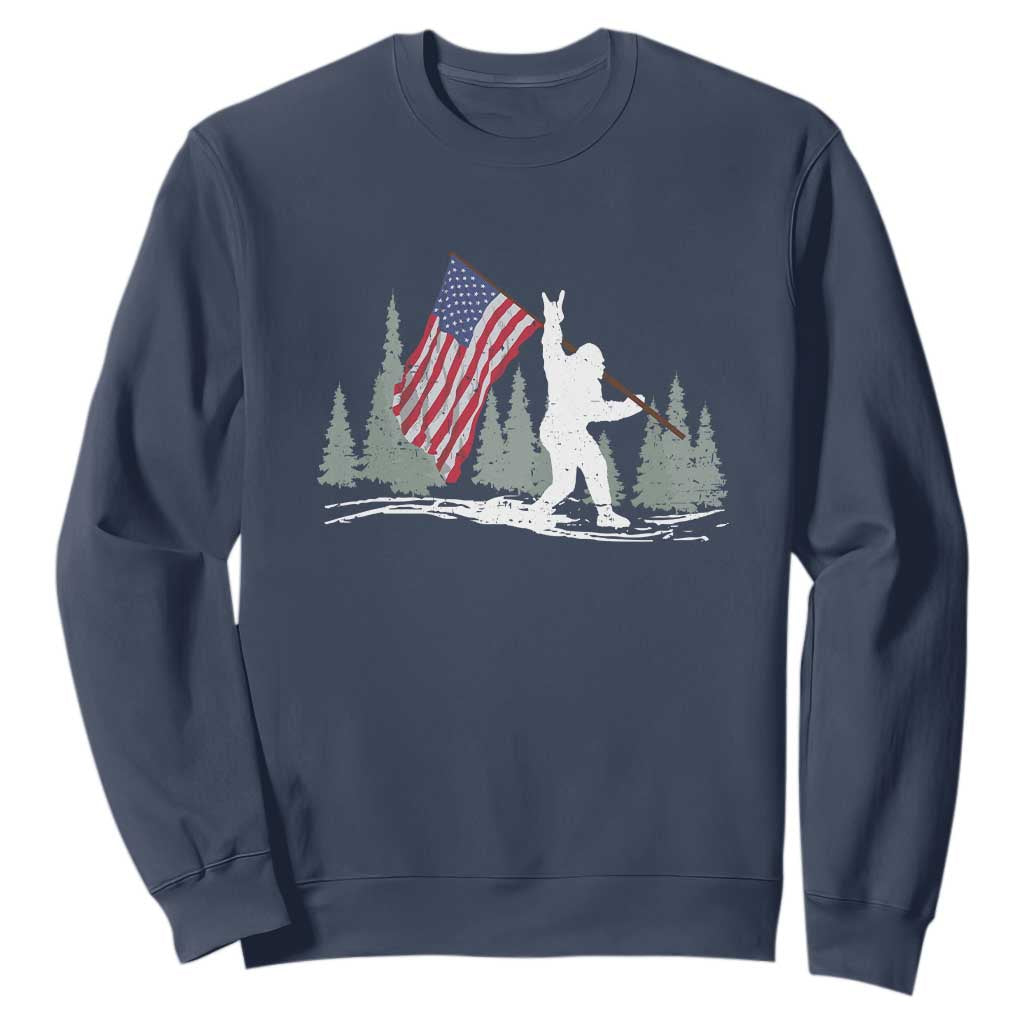 Bigfoot Sweatshirt Sasquatch American Flag Patriotic TS10 Navy Print Your Wear