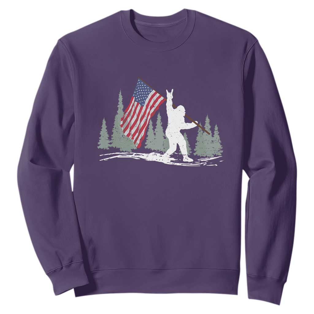 Bigfoot Sweatshirt Sasquatch American Flag Patriotic TS10 Purple Print Your Wear