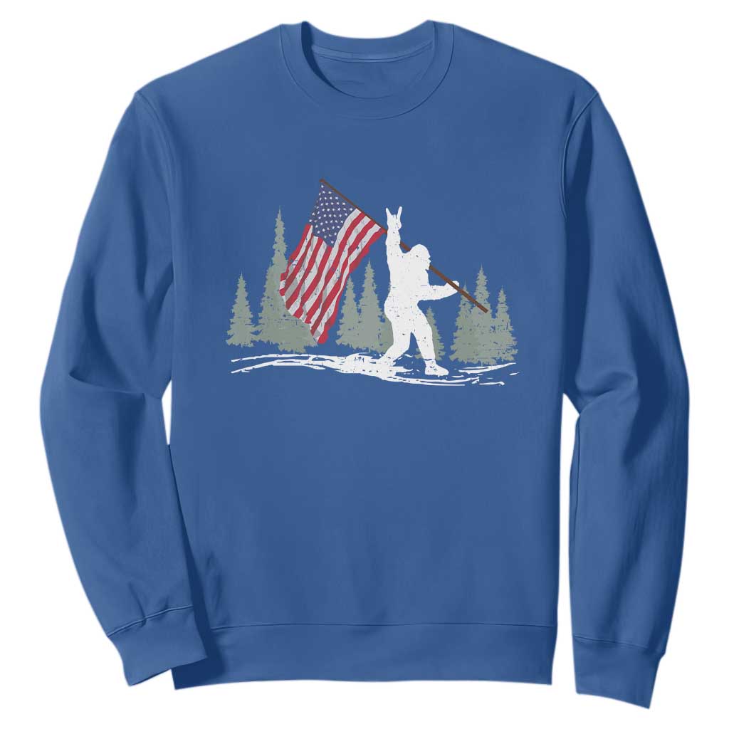 Bigfoot Sweatshirt Sasquatch American Flag Patriotic TS10 Royal Blue Print Your Wear