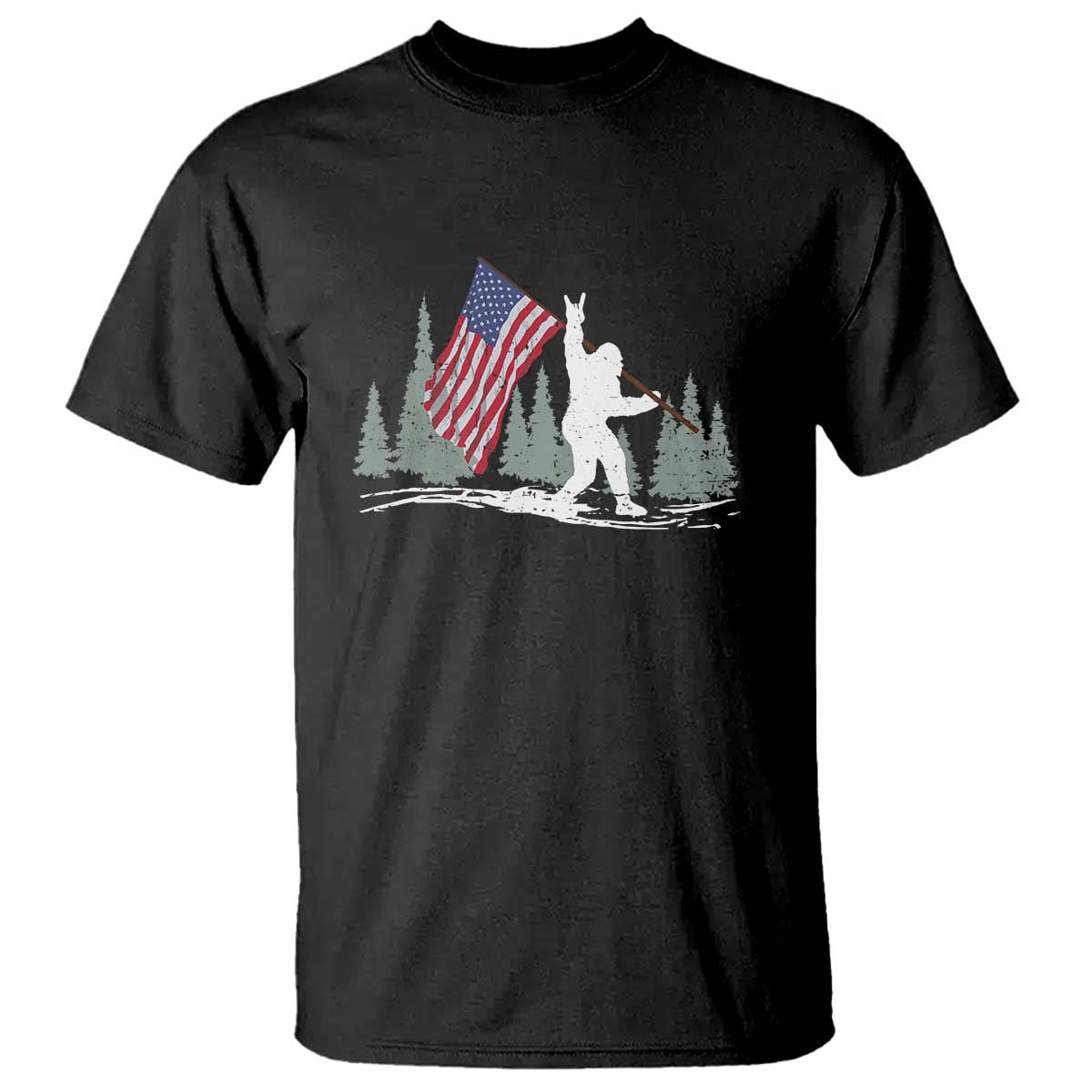 Bigfoot T Shirt Sasquatch American Flag Patriotic TS10 Black Print Your Wear