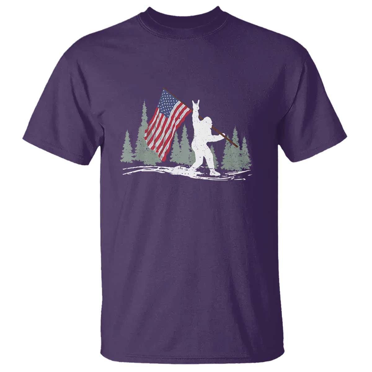 Bigfoot T Shirt Sasquatch American Flag Patriotic TS10 Purple Print Your Wear