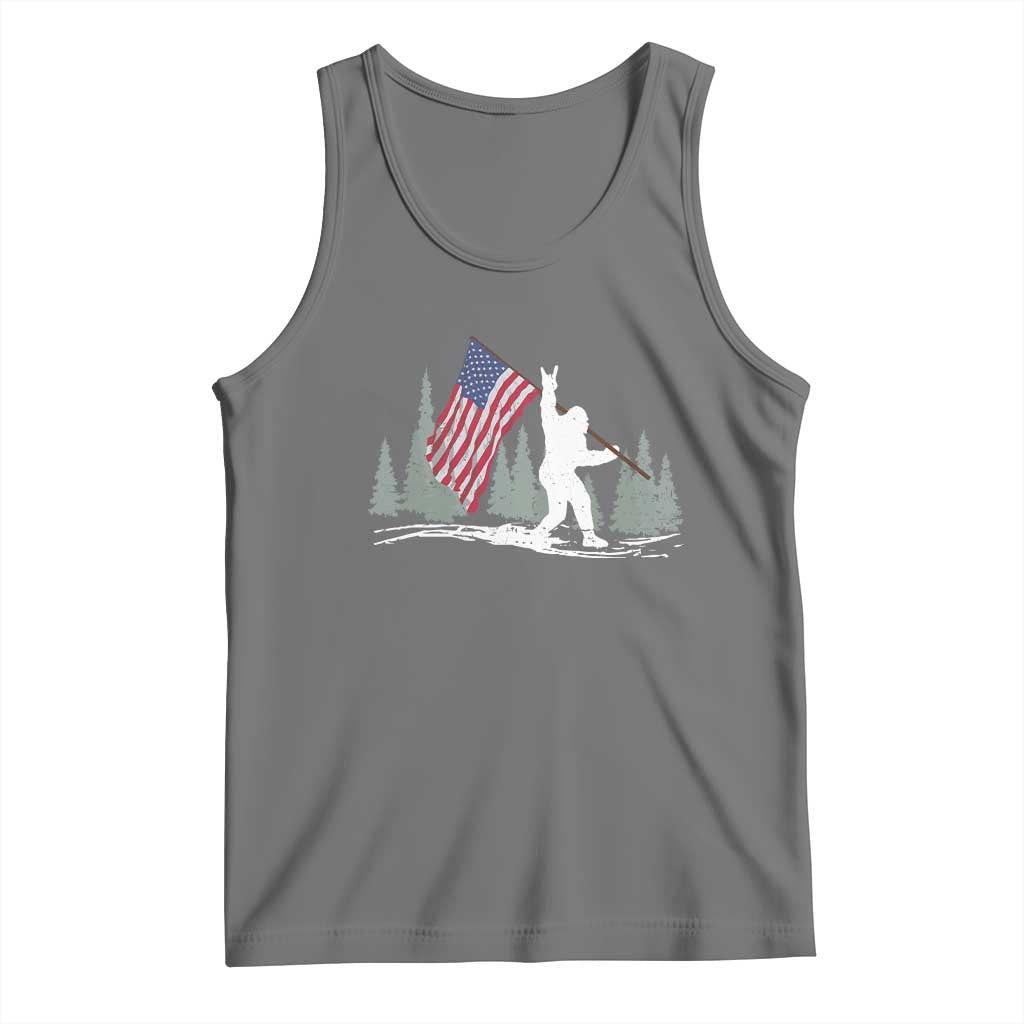 Bigfoot Tank Top Sasquatch American Flag Patriotic TS10 Black Heather Print Your Wear