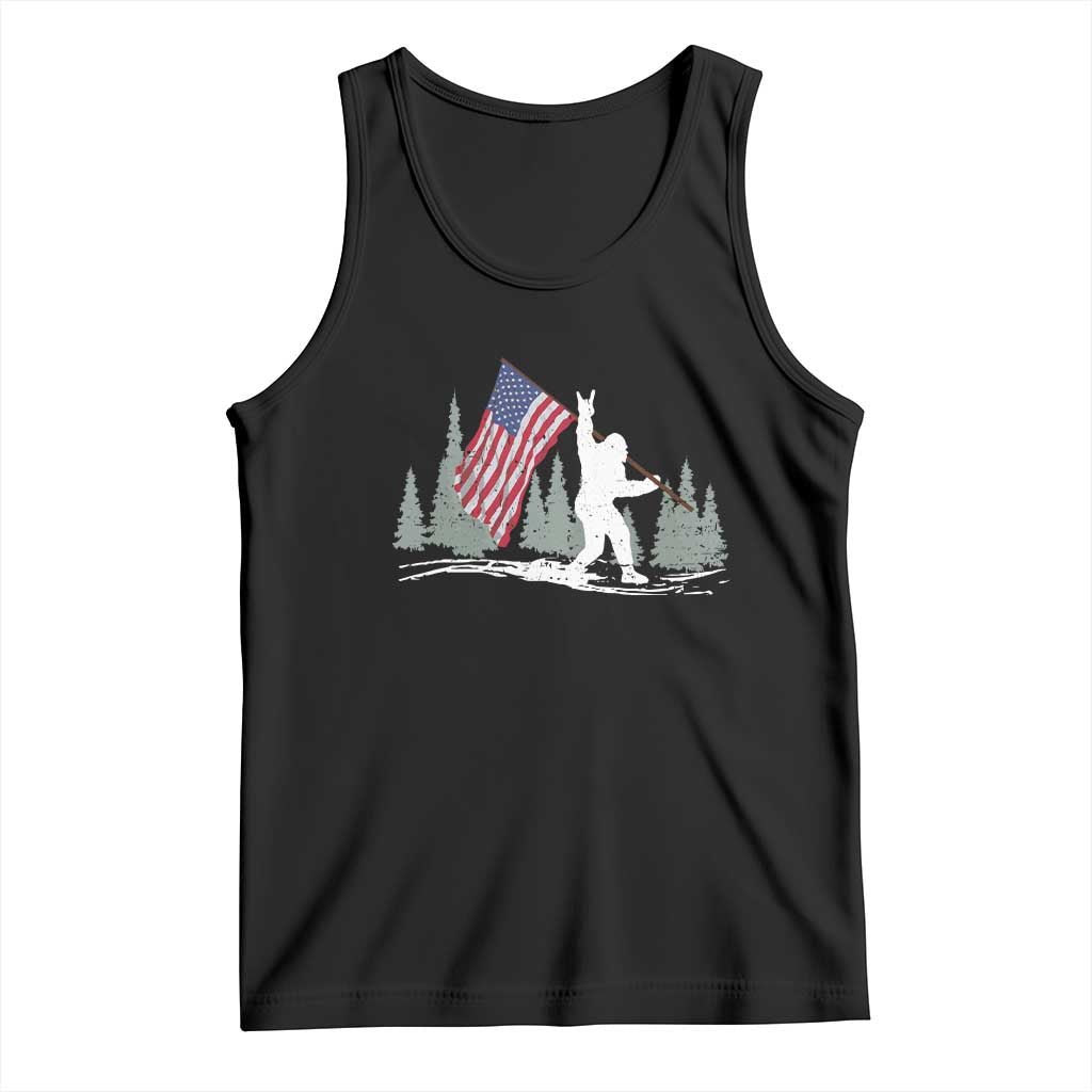 Bigfoot Tank Top Sasquatch American Flag Patriotic TS10 Black Print Your Wear