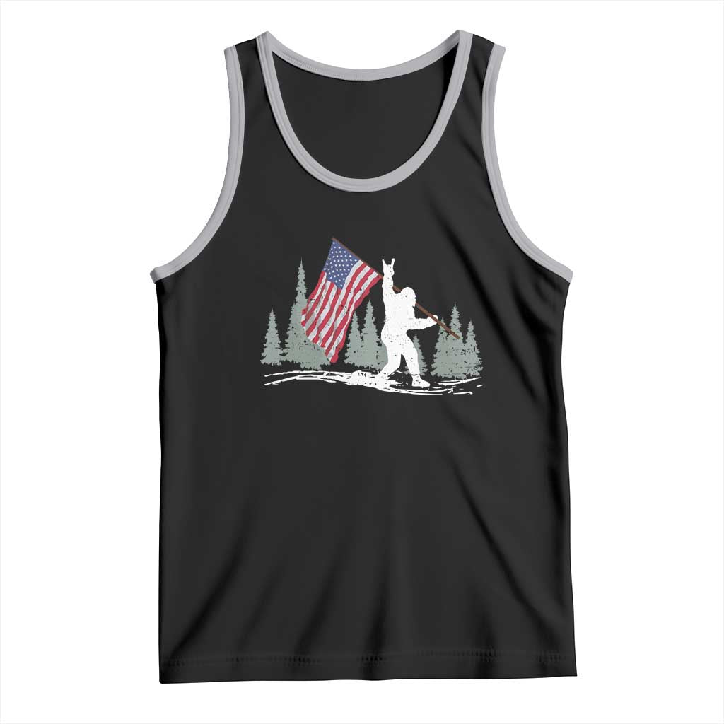 Bigfoot Tank Top Sasquatch American Flag Patriotic TS10 Black Athletic Heather Print Your Wear