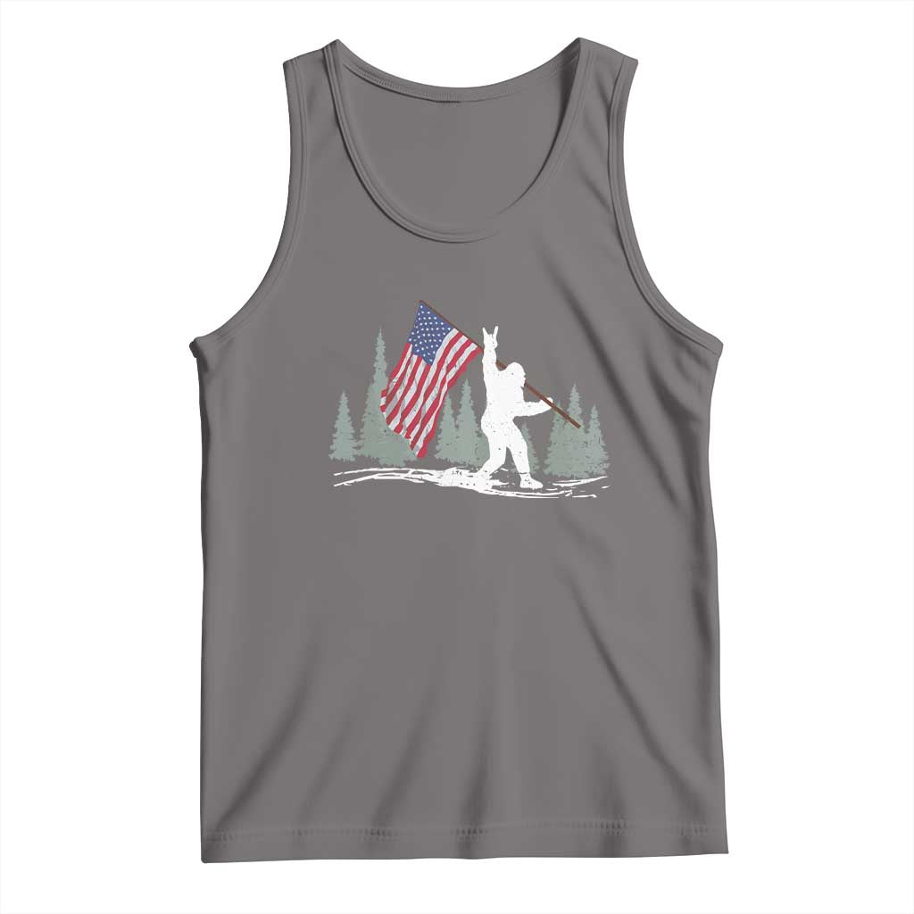 Bigfoot Tank Top Sasquatch American Flag Patriotic TS10 Deep Heather Print Your Wear