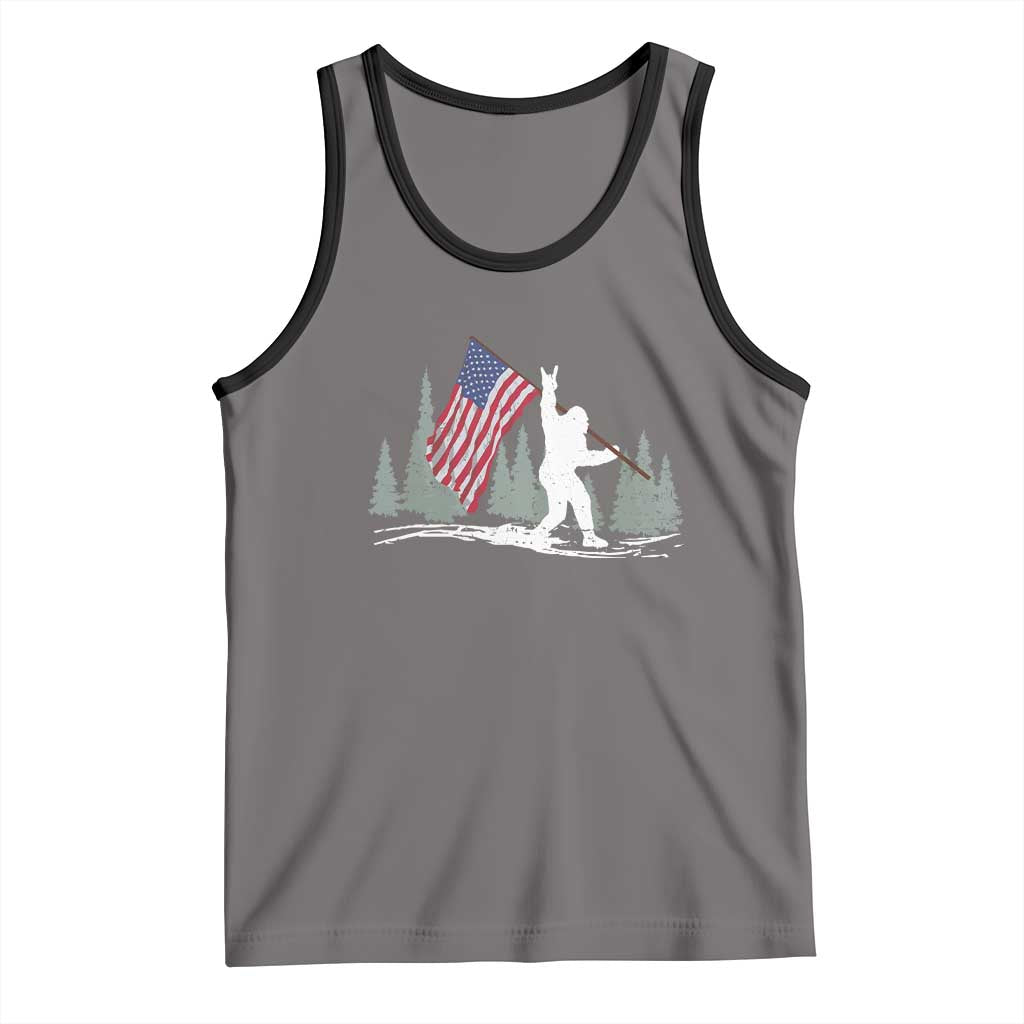 Bigfoot Tank Top Sasquatch American Flag Patriotic TS10 Deep Heather Black Print Your Wear