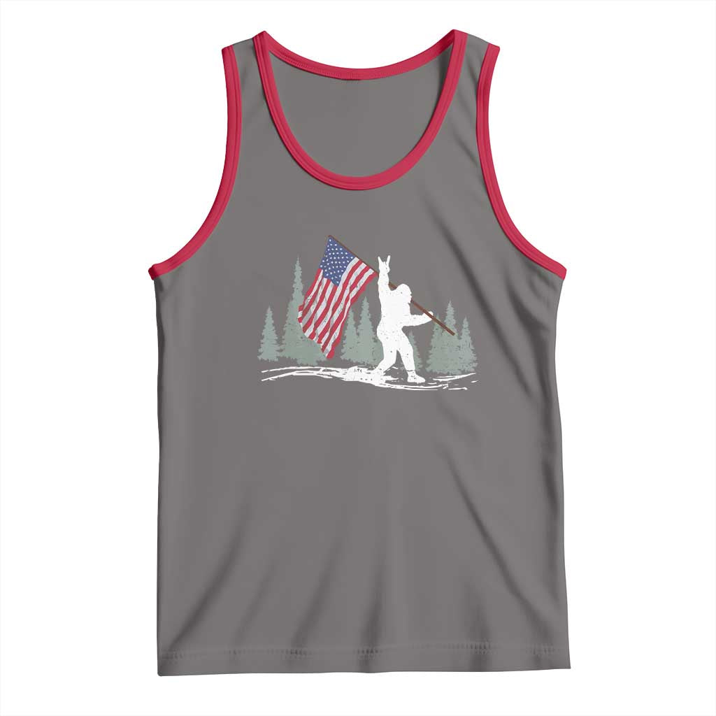 Bigfoot Tank Top Sasquatch American Flag Patriotic TS10 Deep Heather Red Print Your Wear