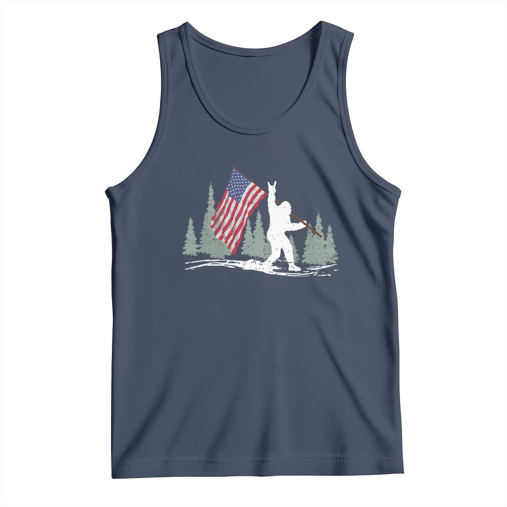 Bigfoot Tank Top Sasquatch American Flag Patriotic TS10 Navy Print Your Wear