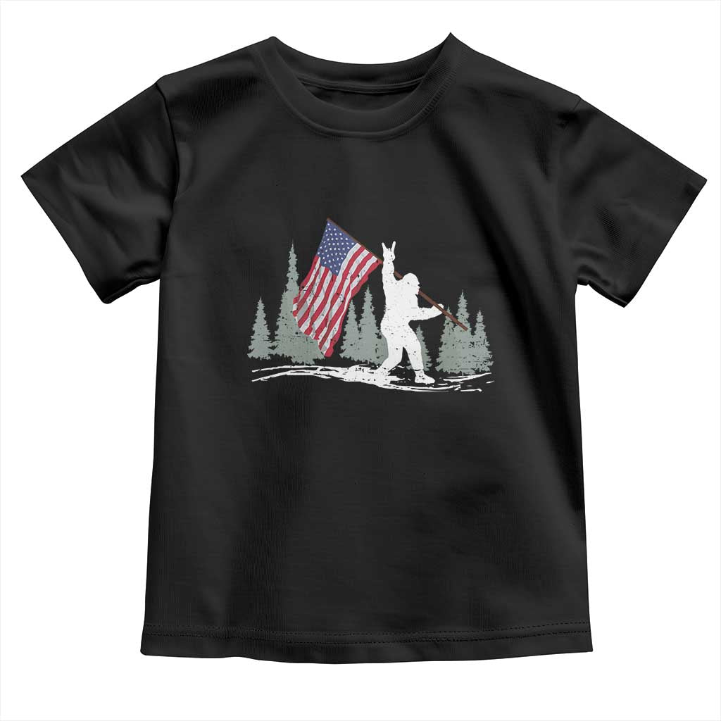 Bigfoot Toddler T Shirt Sasquatch American Flag Patriotic TS10 Black Print Your Wear