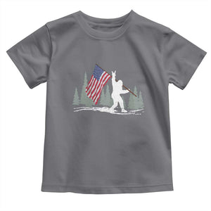 Bigfoot Toddler T Shirt Sasquatch American Flag Patriotic TS10 Charcoal Print Your Wear