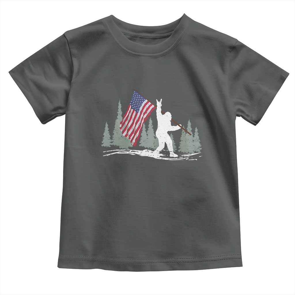 Bigfoot Toddler T Shirt Sasquatch American Flag Patriotic TS10 Dark Heather Print Your Wear