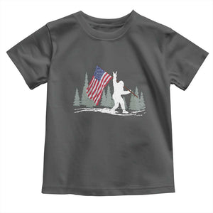 Bigfoot Toddler T Shirt Sasquatch American Flag Patriotic TS10 Dark Heather Print Your Wear
