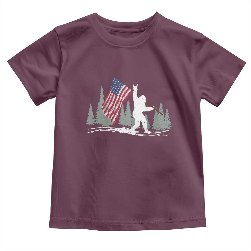 Bigfoot Toddler T Shirt Sasquatch American Flag Patriotic TS10 Maroon Print Your Wear