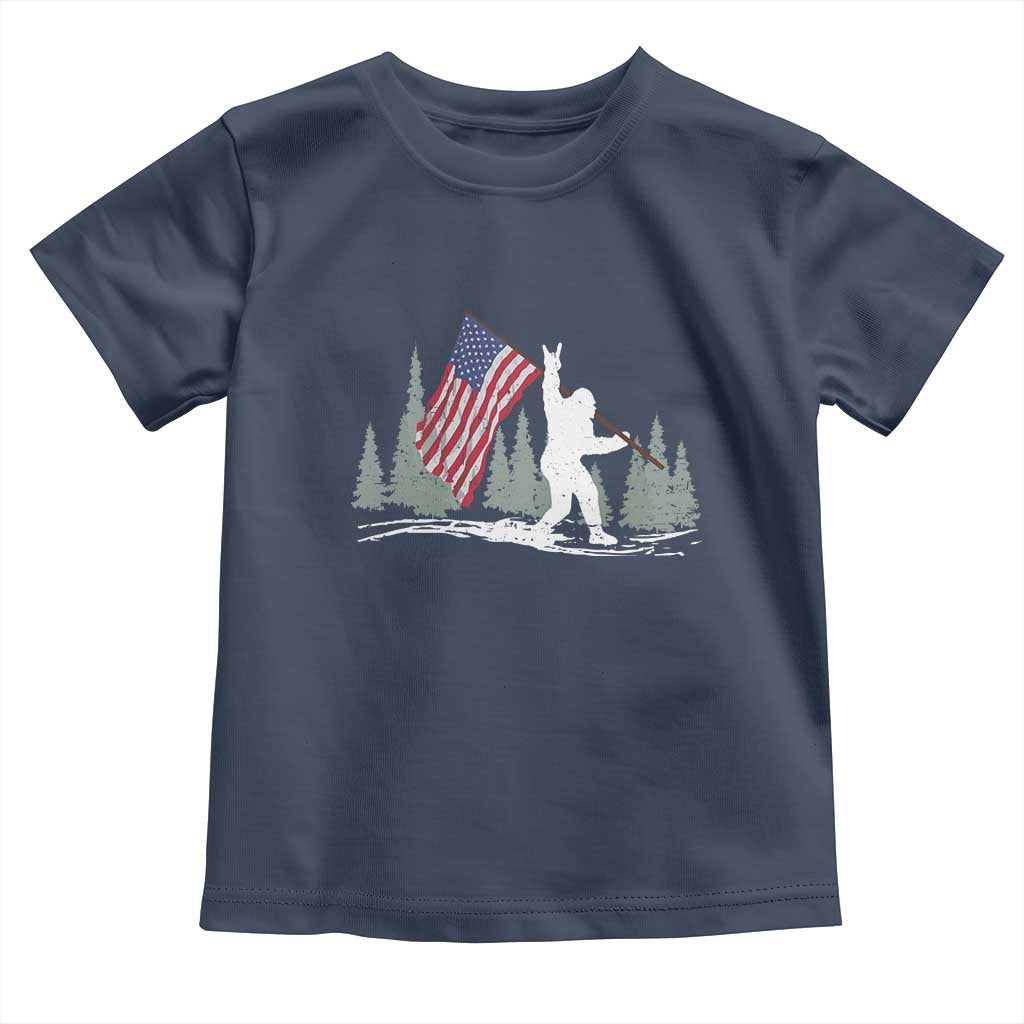 Bigfoot Toddler T Shirt Sasquatch American Flag Patriotic TS10 Navy Print Your Wear