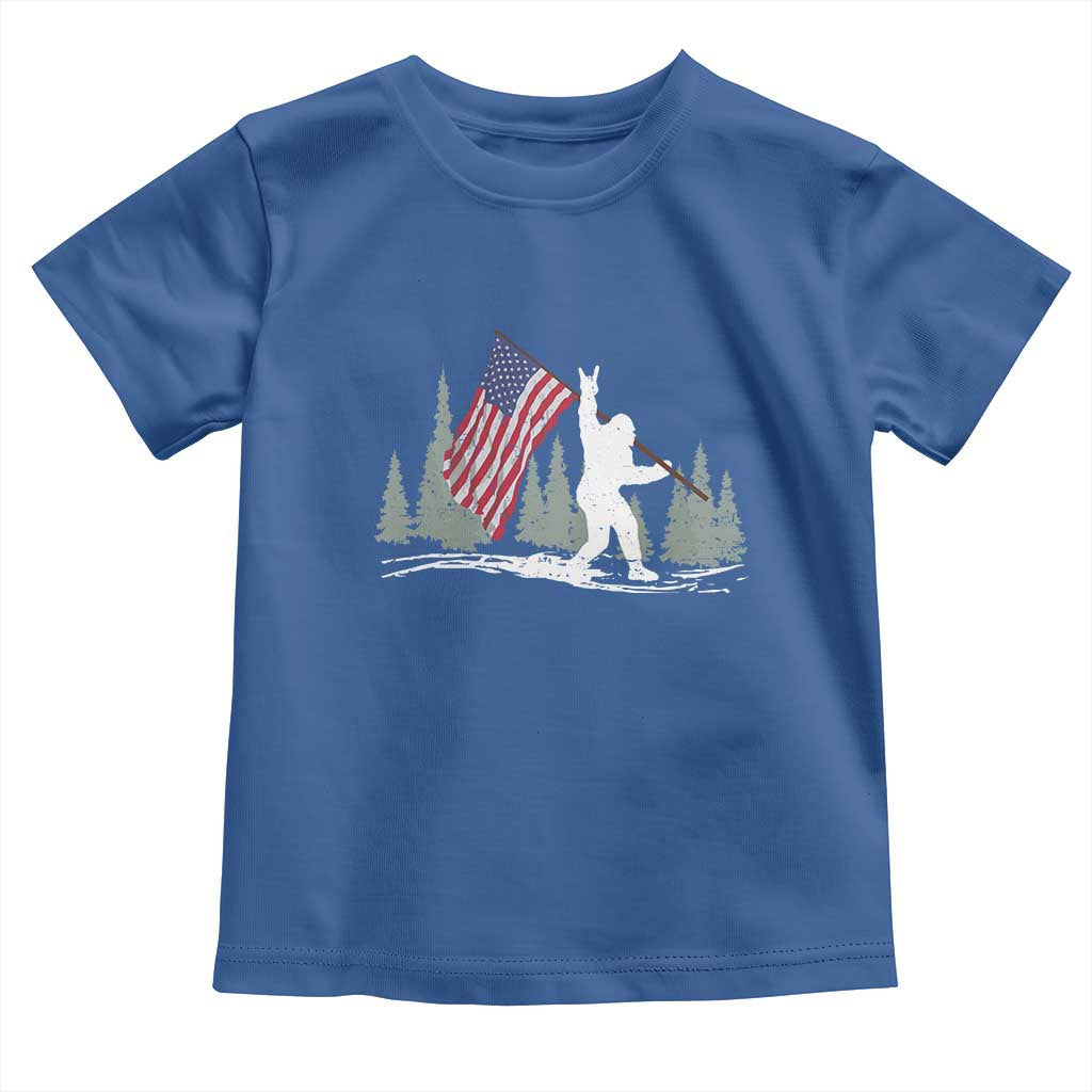 Bigfoot Toddler T Shirt Sasquatch American Flag Patriotic TS10 Royal Blue Print Your Wear