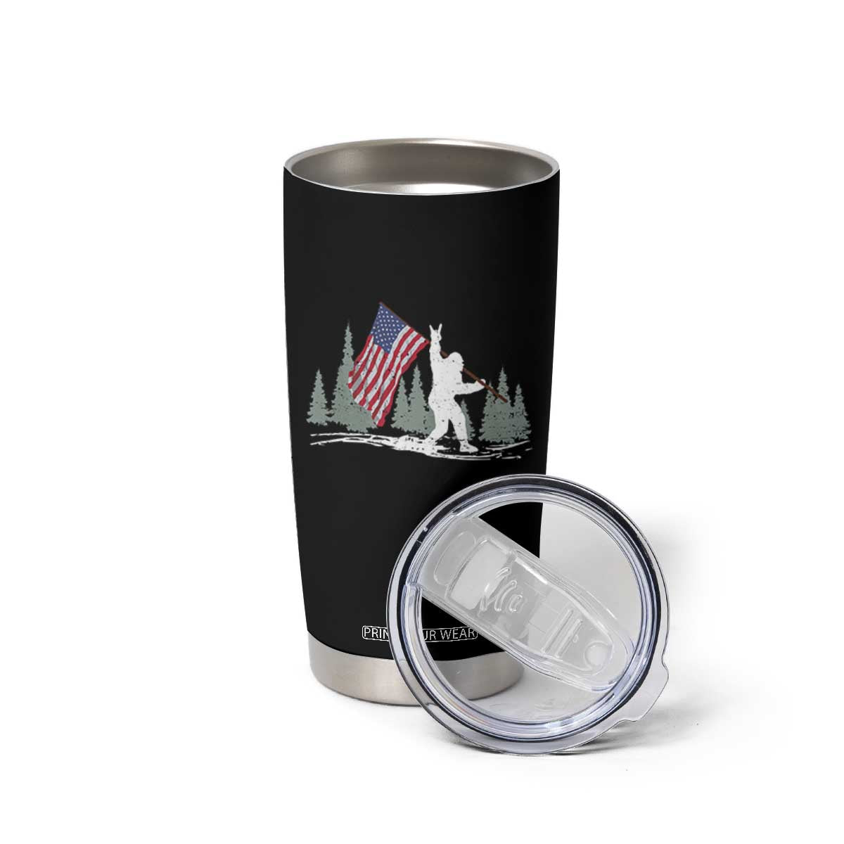 Bigfoot Tumbler Cup Sasquatch American Flag Patriotic TS10 Print Your Wear