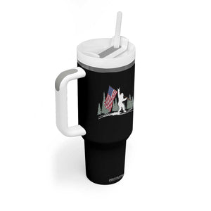 Bigfoot Tumbler With Handle Sasquatch American Flag Patriotic TS10 Print Your Wear