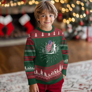 Bigfoot Knit Sweatshirt Sasquatch American Flag Patriotic TS10 Christmas Print Your Wear