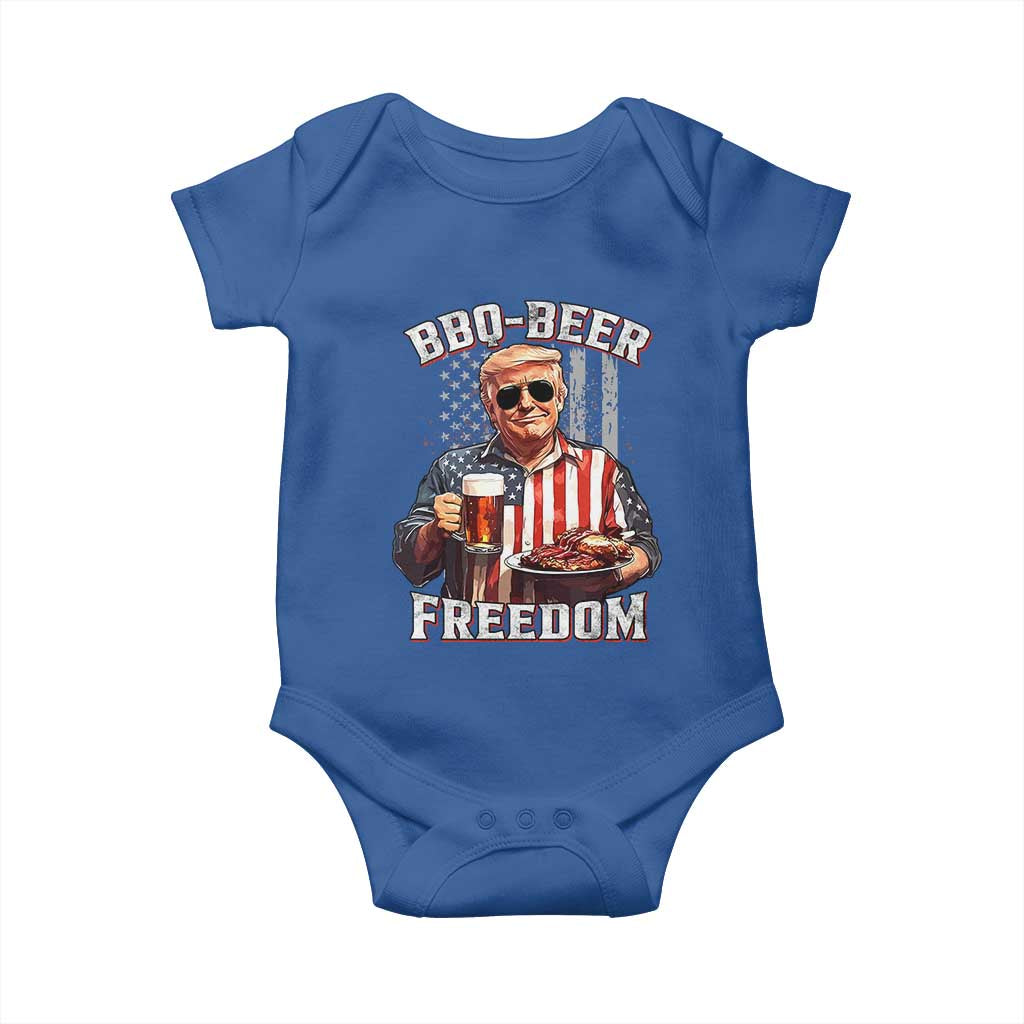 Funny Trump 4th Of July Baby Onesie Patriotic BBQ Beer Freedom American Flag TS10 Royal Blue Print Your Wear