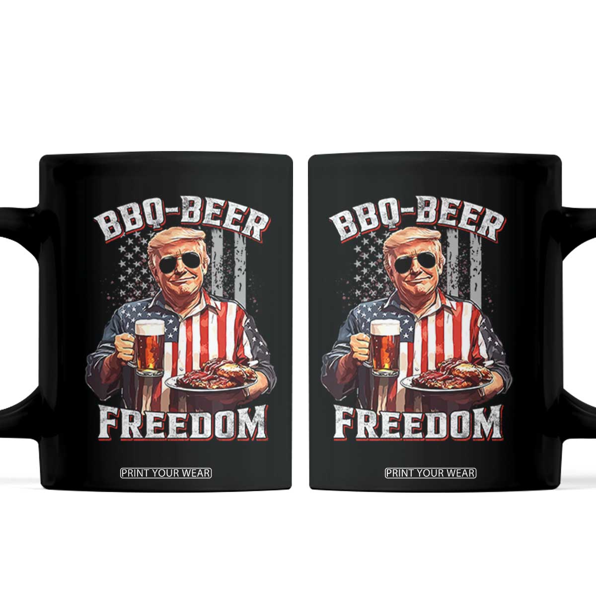 Funny Trump 4th Of July Coffee Mug Patriotic BBQ Beer Freedom American Flag TS10 Black Print Your Wear