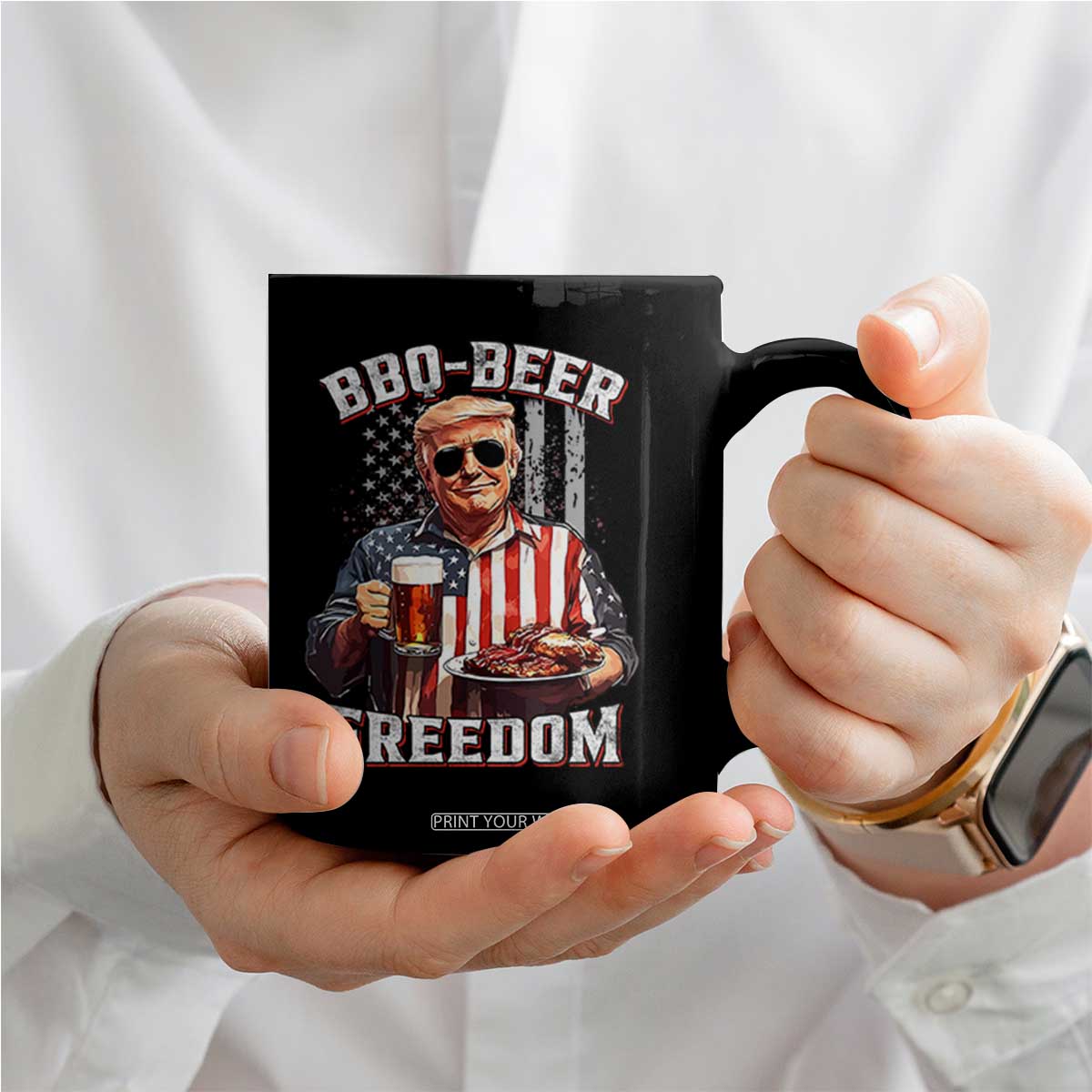 Funny Trump 4th Of July Coffee Mug Patriotic BBQ Beer Freedom American Flag TS10 Print Your Wear