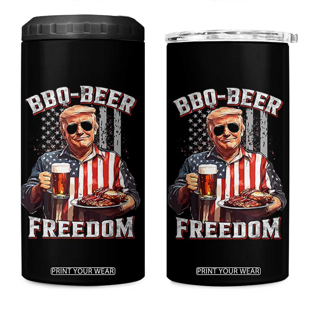 Funny Trump 4th Of July 4 in 1 Can Cooler Tumbler Patriotic BBQ Beer Freedom American Flag TS10 One Size: 16 oz Black Print Your Wear