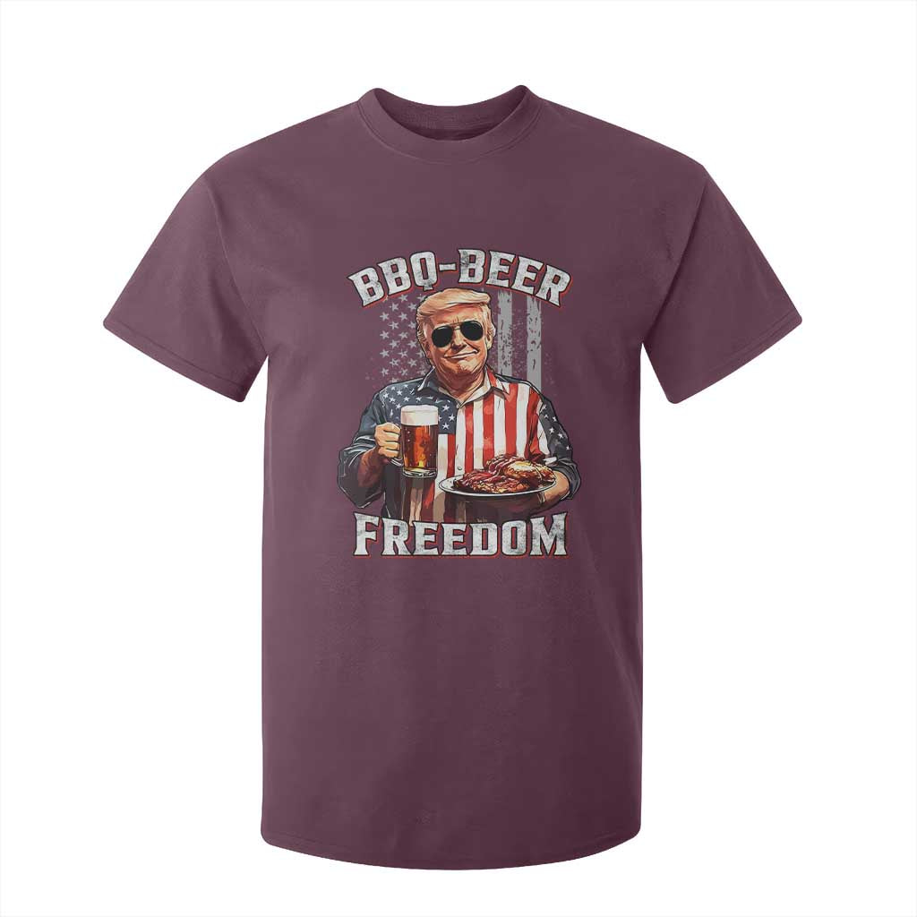 Funny Trump 4th Of July T Shirt For Kid Patriotic BBQ Beer Freedom American Flag TS10 Maroon Print Your Wear