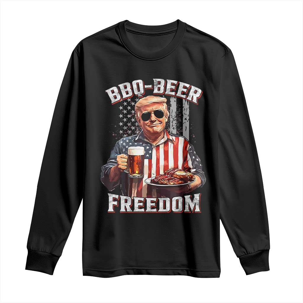 Funny Trump 4th Of July Long Sleeve Shirt Patriotic BBQ Beer Freedom American Flag TS10 Black Print Your Wear