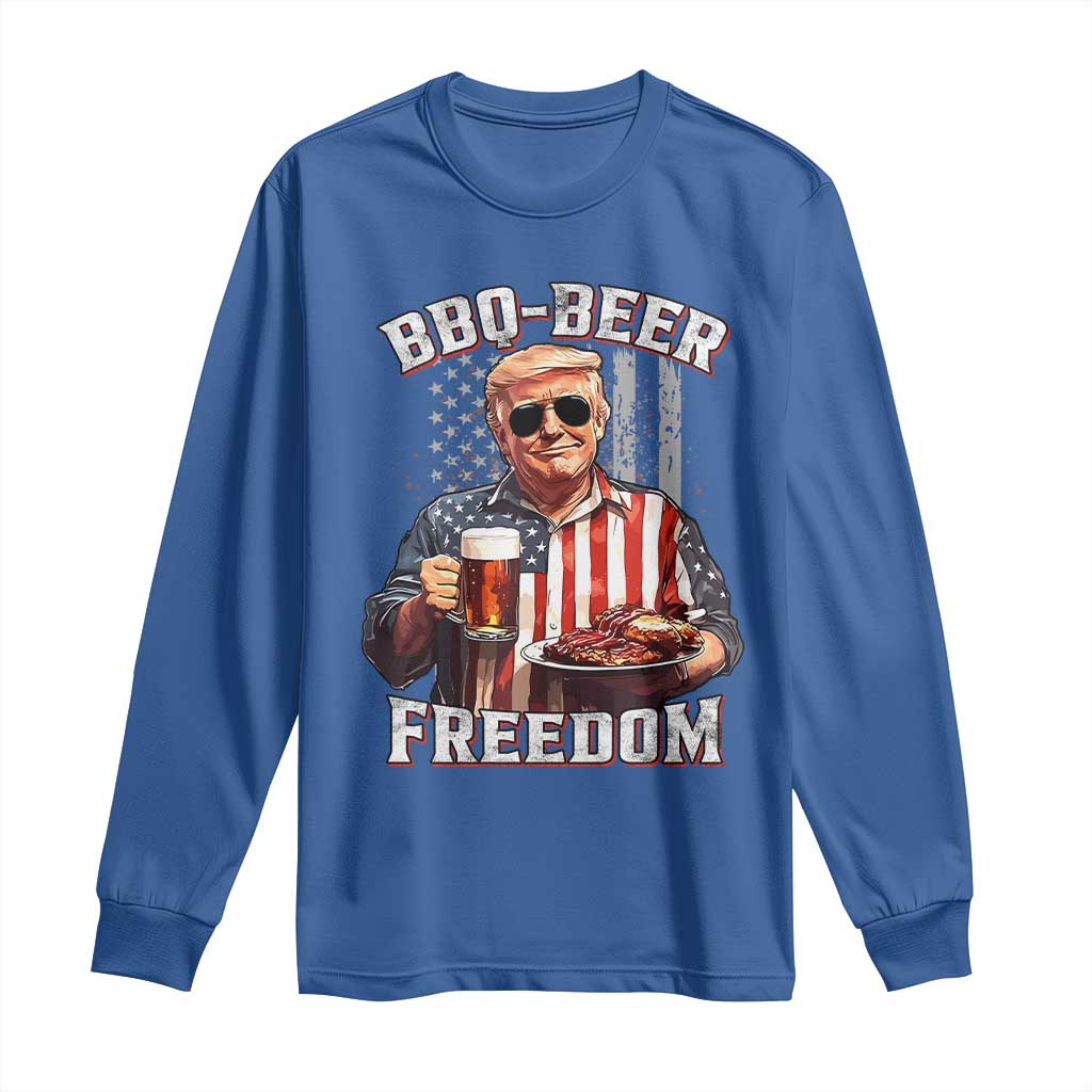Funny Trump 4th Of July Long Sleeve Shirt Patriotic BBQ Beer Freedom American Flag TS10 Royal Blue Print Your Wear