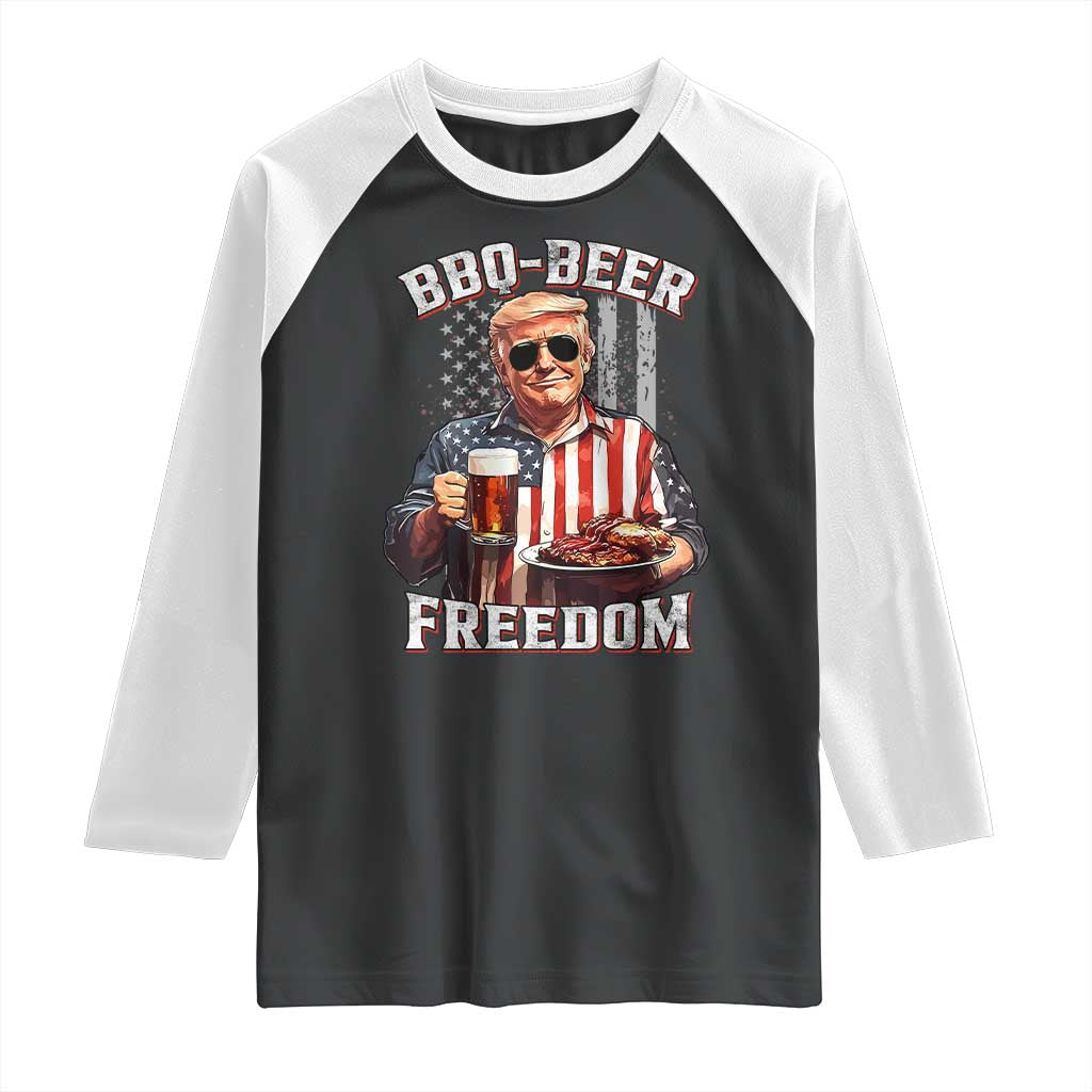 Funny Trump 4th Of July Raglan Shirt Patriotic BBQ Beer Freedom American Flag TS10 Black White Print Your Wear