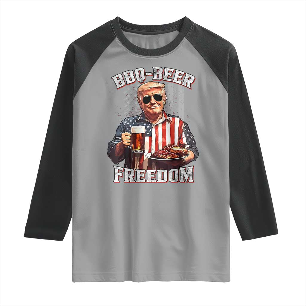 Funny Trump 4th Of July Raglan Shirt Patriotic BBQ Beer Freedom American Flag TS10 Sport Gray Black Print Your Wear