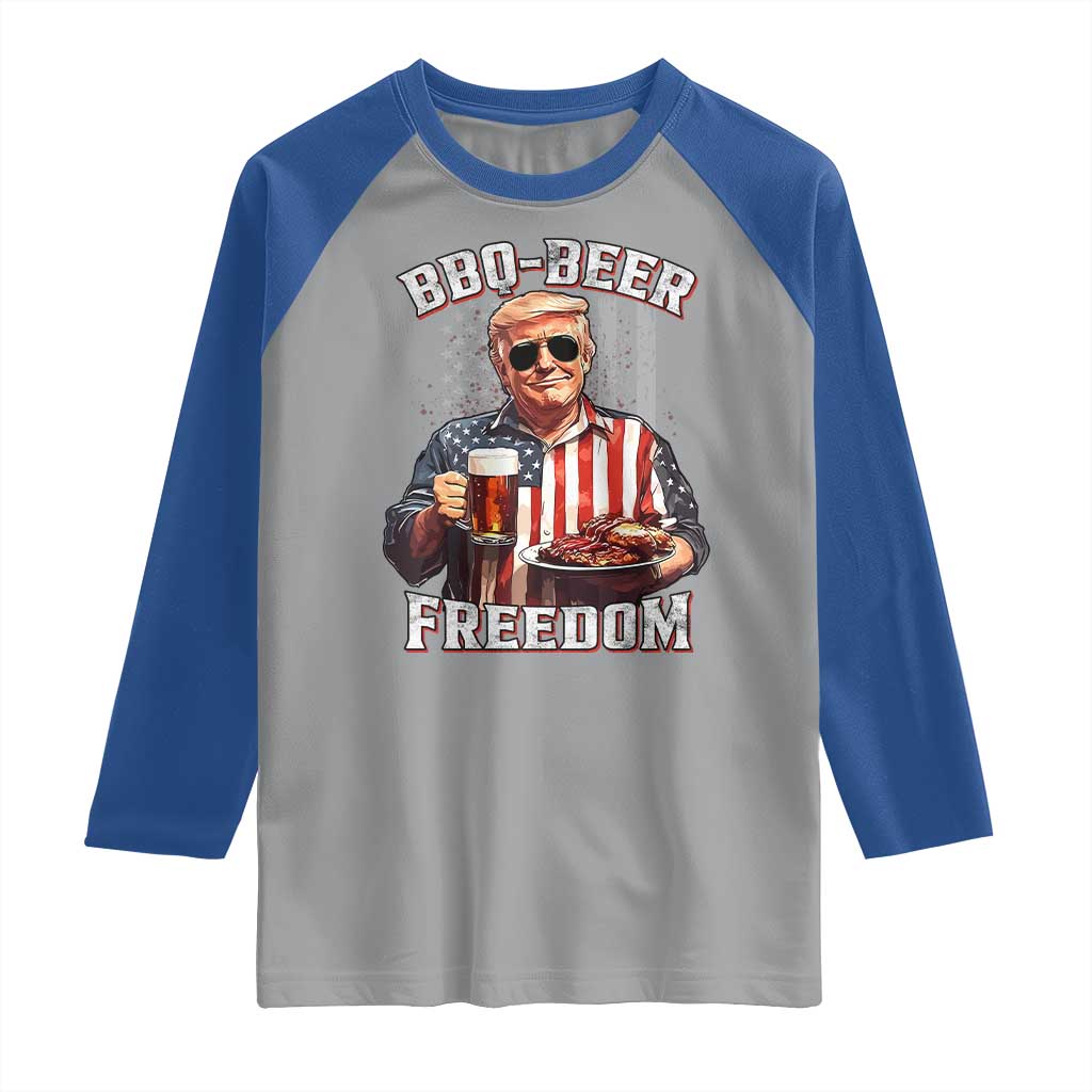 Funny Trump 4th Of July Raglan Shirt Patriotic BBQ Beer Freedom American Flag TS10 Sport Gray Royal Print Your Wear