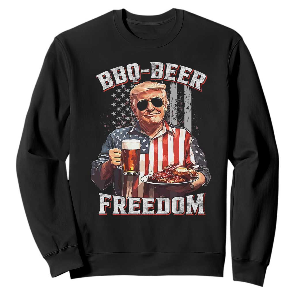 Funny Trump 4th Of July Sweatshirt Patriotic BBQ Beer Freedom American Flag TS10 Black Print Your Wear