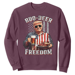 Funny Trump 4th Of July Sweatshirt Patriotic BBQ Beer Freedom American Flag TS10 Maroon Print Your Wear