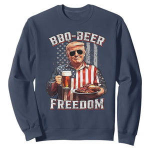 Funny Trump 4th Of July Sweatshirt Patriotic BBQ Beer Freedom American Flag TS10 Navy Print Your Wear