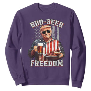 Funny Trump 4th Of July Sweatshirt Patriotic BBQ Beer Freedom American Flag TS10 Purple Print Your Wear