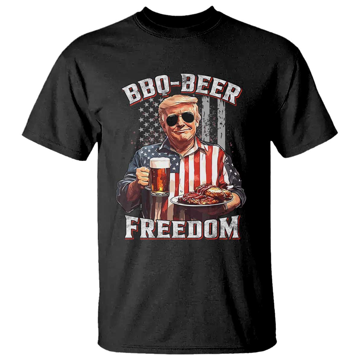 Funny Trump 4th Of July T Shirt Patriotic BBQ Beer Freedom American Flag TS10 Black Print Your Wear