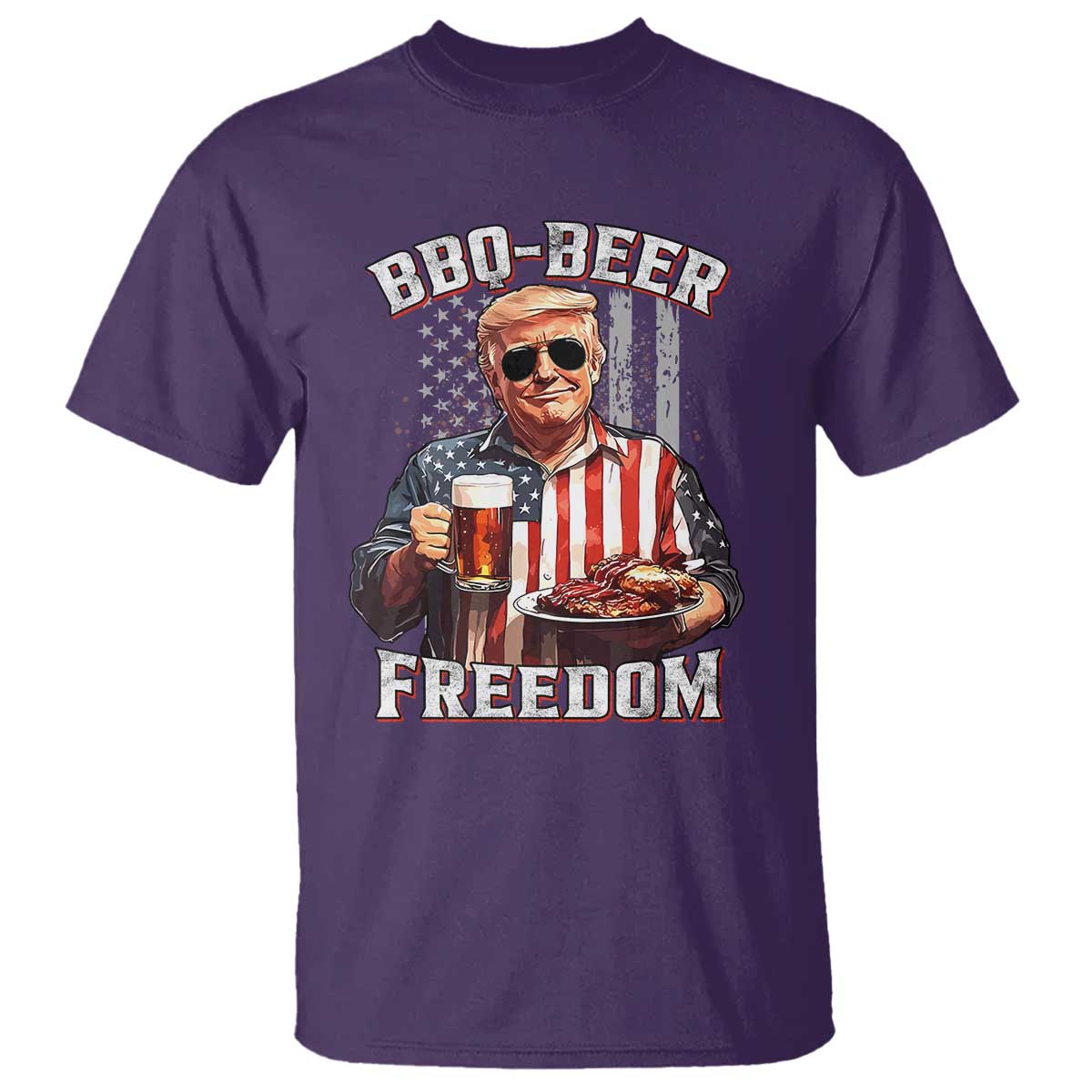 Funny Trump 4th Of July T Shirt Patriotic BBQ Beer Freedom American Flag TS10 Purple Print Your Wear
