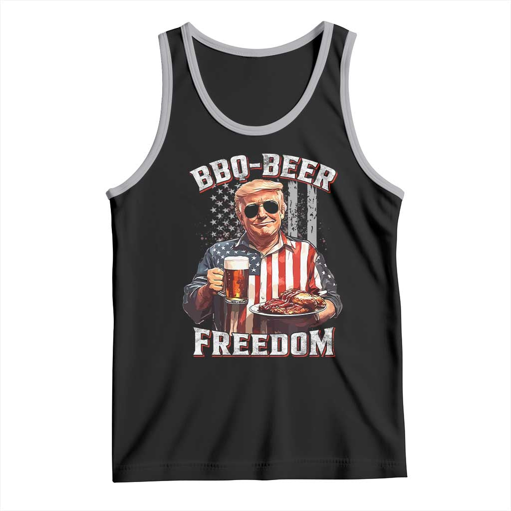 Funny Trump 4th Of July Tank Top Patriotic BBQ Beer Freedom American Flag TS10 Black Athletic Heather Print Your Wear