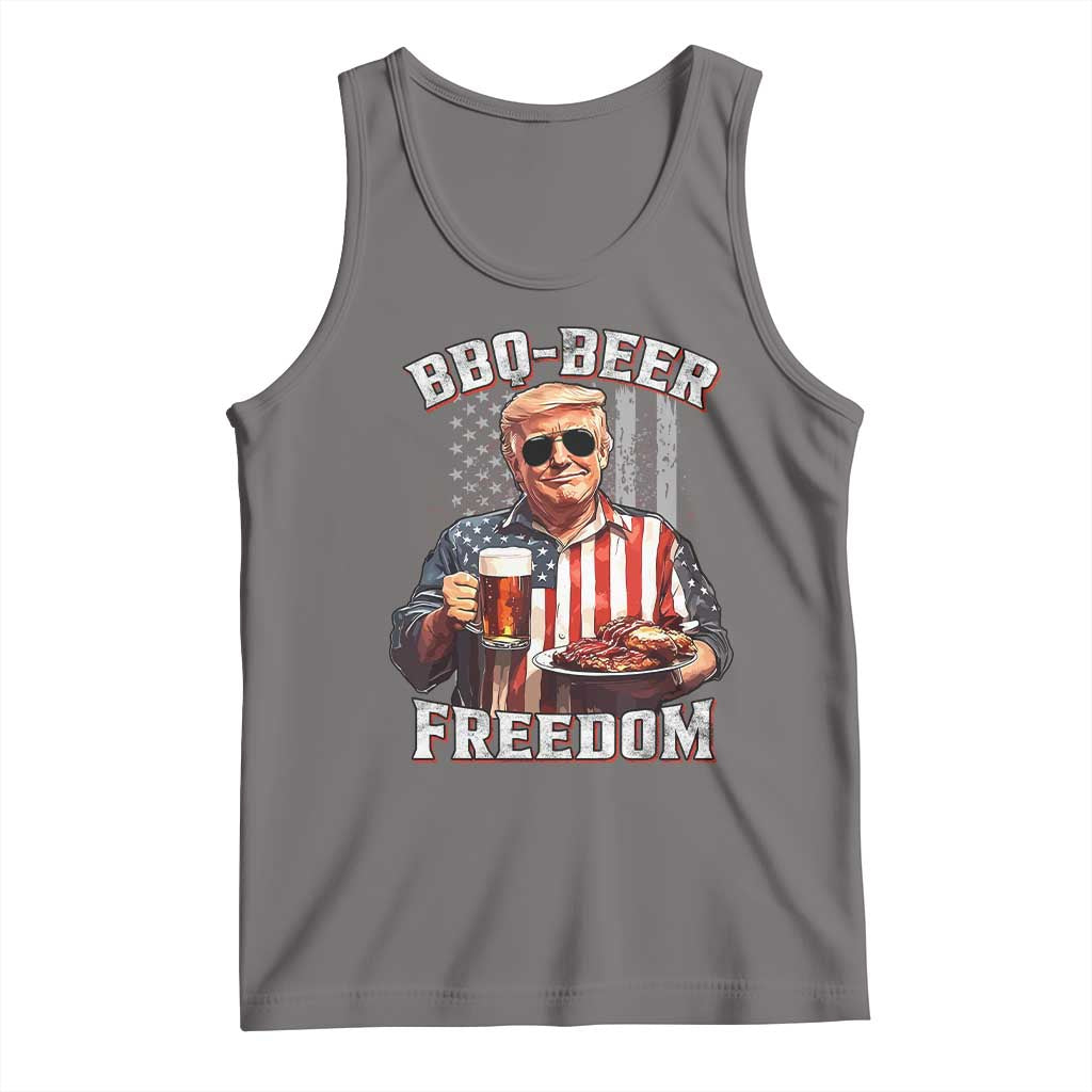 Funny Trump 4th Of July Tank Top Patriotic BBQ Beer Freedom American Flag TS10 Deep Heather Print Your Wear